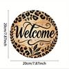 Vintage Metal Wall Art Leopard Print Round Wreath Sign Home Decor Gift