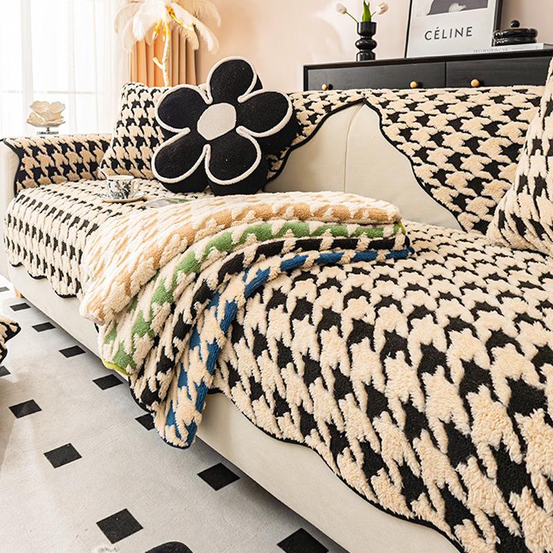 Sofa Cushion Four Seasons Universal Leather Sofa Cover Winter Thickened Fleece Autumn and Winter Cover Towel