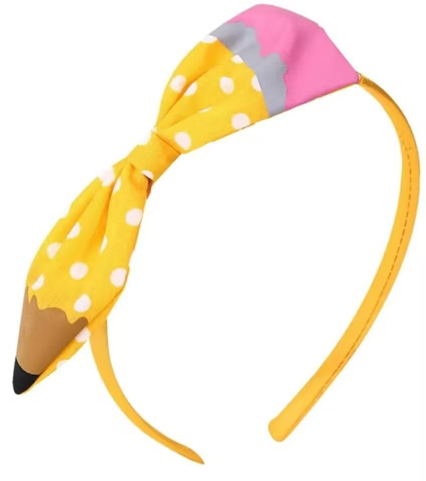 

Adorable Pencil-Style Headbands for Girls:Cartoon Pencil Shaped Bow Decor,Back to School Hair Accessories Suitable for 15+ Years
