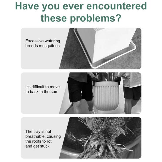 Flowerpot Saucer with Wheels Heavy Duty Plant Caddy with Water Storage Drawer Rolling Flower Pot Tray for Home Garden Balcony Office