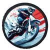 Single Motocross Rider Themed Tire Cover, Stylish Universal Wheel Protection Cover, Compatible With Most Car Wheels.