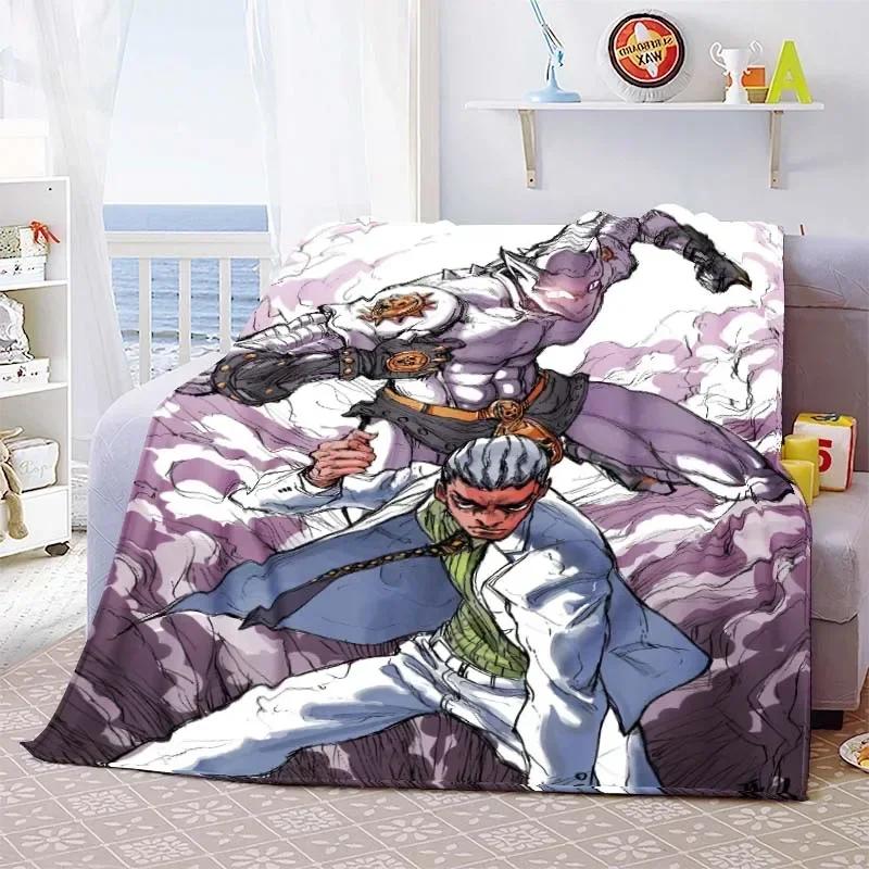 Summer Blankets Sofa Bedspread Couch Home Living Room Decor Anime JoJo Bizarre Adventure Print Flannel Throw Blanket Soft Warm