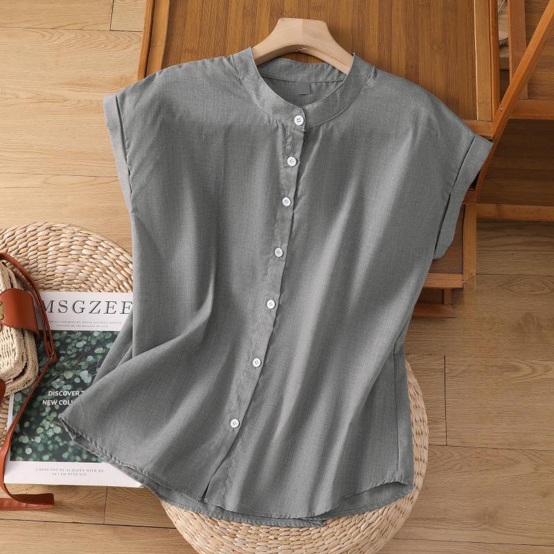 A Niche Cotton and Linen Shirt for Women In Summer Loose and Comfortable Casual Sleeveless Women’s Blouses & Shirts