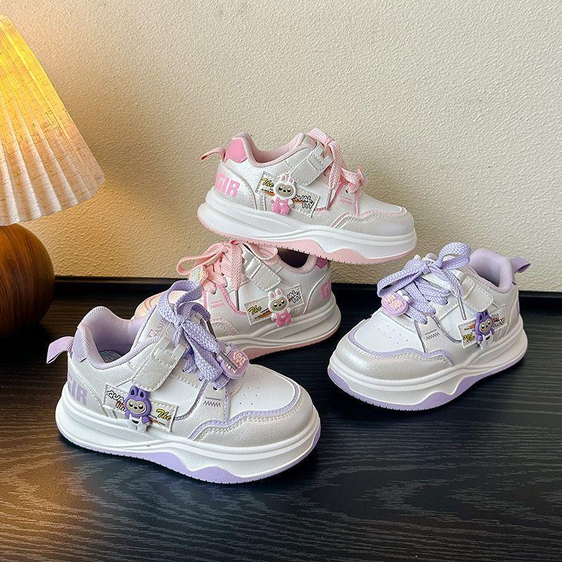Spring Girls' Casual Sneakers and Children's Soft-soled Board Shoes