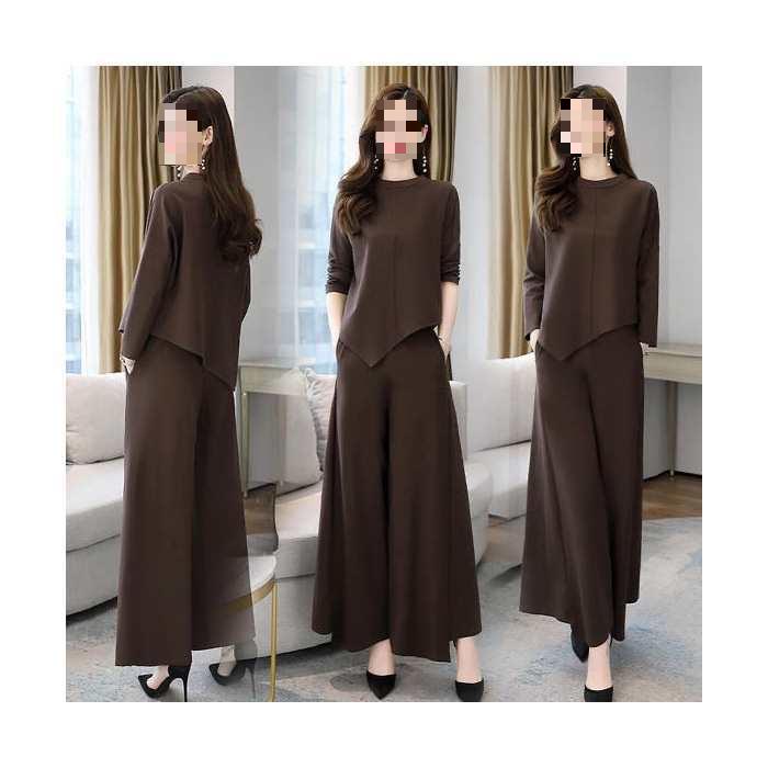 2026 Spring/Autumn Women's Slimming Wide-Leg Pants Skirt Suit - Age-Reducing, Tummy-Concealing, Stylish Two-Piece Set