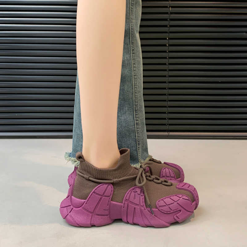 Fashion Thick Heel Round Toe Size 35 Women Shoes Vulcanize Luxury Woman Basketball Red Sneakers Sports Overseas Athletic Sneskers