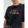 European and American Loose Letters Print T-shirt Printed Letter Fashionable Loose T-shirt