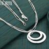 925 Sterling Silver Snake Chain Fashion Double Circle Pendant Necklace Wedding Jewelry