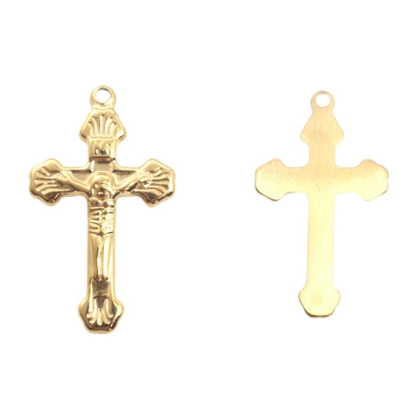Classical Retro Crucifix Pendant Stainless Steel Men's Jewelry Gold Plated Unisex Faith Necklace Pendant