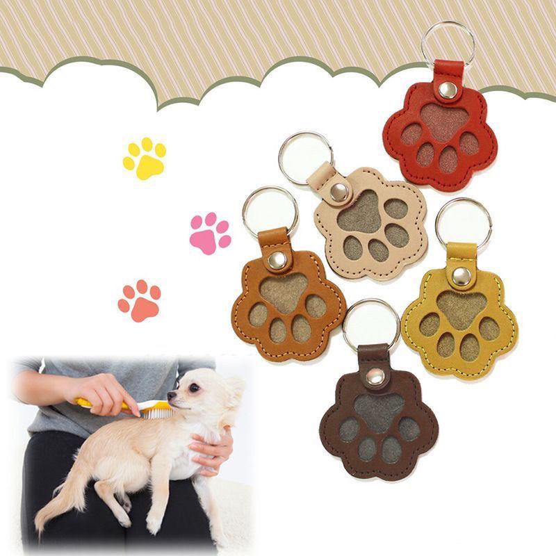 Elegant Leather Pet Hair Keepsake Keychain Pendant for Cats & Dogs