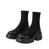 2025 new spring and autumn European station thick-soled heightening retro short boots women's casual not tired feet elastic thin Martin boots