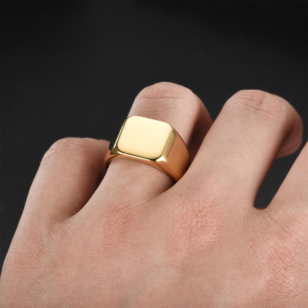 SC Hot Sale Simple Stainless Steel Rings Trendy Gold Silver Plated Rings Fashion Finger Geometric Square Rings for Men Women