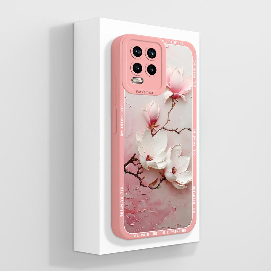 For Realme 8 Pro 8i 8S Phone Case Cute Flower Patterns Soft Liquid Silicone Full Coverage Cover For Realme 8Pro Anti Drop Shell