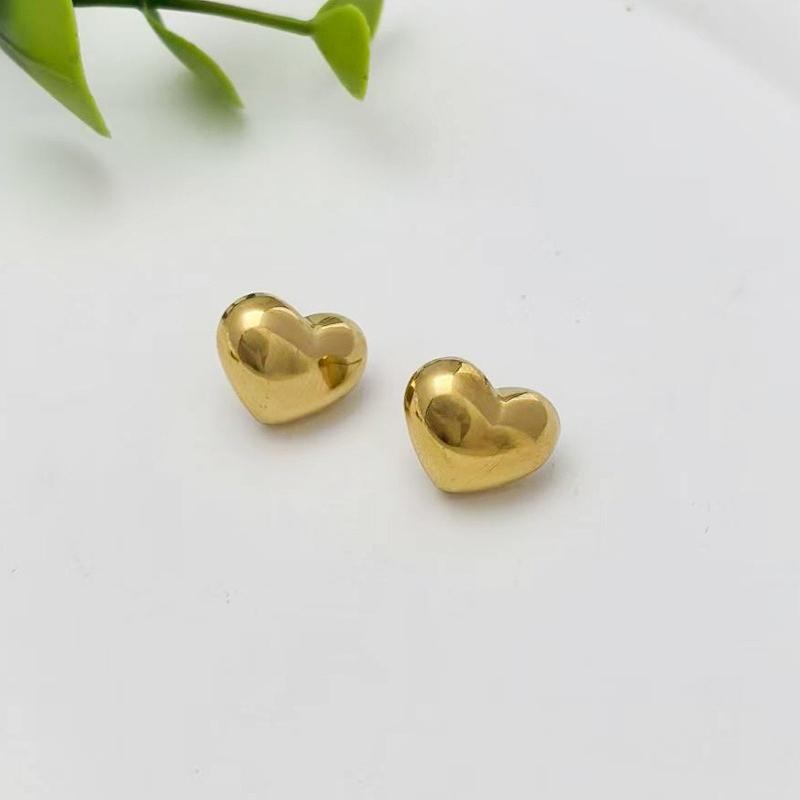1 Pair of Stainless Steel Smooth Earrings, High-End Women's Accessories, Personalized Heart Series Earrings, Light Luxury Earrings