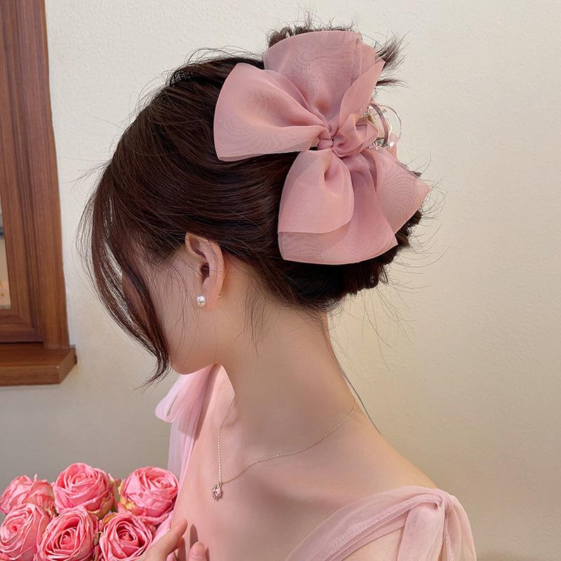 Elegant Retro Satin Bow Hair Clip for Women - Perfect for Low Ponytails and Head Ornaments