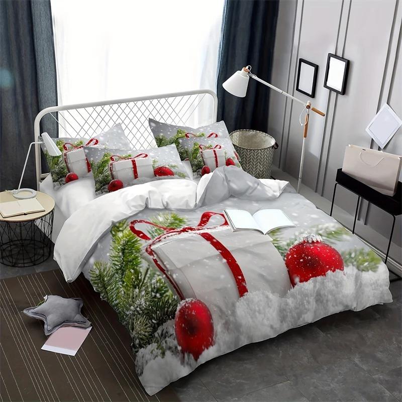 2/3pcs Christmas Theme Soft Duvet Cover Set, Xmas Tre Gift Print Decorative Beding Set, Soft Comfortable Soft Duvet Cover, for Bedrom