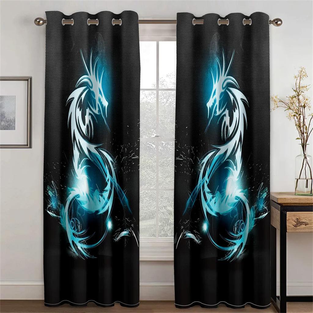 

3D Современные Крутые Дракон Киберспорт Игровой Стиль Солнцезащитные Шторы 2 Панели Комната Мальчика Спальня Гостиная Домашний Декор Шторы 50W130H(CM)X2PCS&HooK