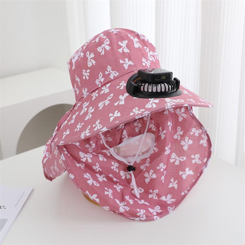 Spring and summer solar charging fan hat women's sun protection face covering tea picking hat outdoor farming sun hat