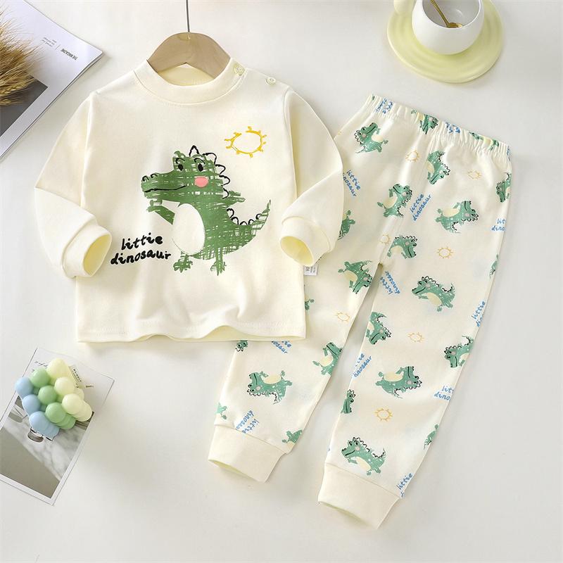2026 Summer Children Full Sleeve Underwear Suits Baby Spring O-Neck Cartoon Cotton Pajama Set Long Pant Kids Home Wear Clothing Suit for Girl Boy