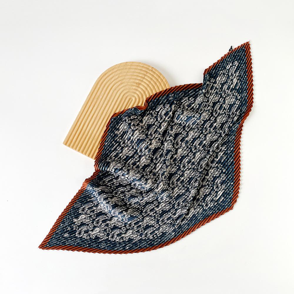 NEU Mode Plissiert Bedruckt Damen Halstuch Schals Vintage 70CM Quadratischer Plissierter Schal Für Damen Sommer Knitter Damen Schals