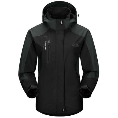 [Gopune] Damen Outdoorjacke, Bergparka, Kletterbekleidung, Wandern, Trekking, Winddicht, Atmungsaktiv, Mit Kapuze, Für HerbstWinter (Schwarz-01 M)