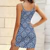 Summer New Retro Geometry  Patterns  Print Sleeveless Bodycon Dress with Pockets Sexy Slim Fit Elegant Party Dress