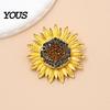 Decorative Sunflower Pin Brooch Pin, Large Design Lapel with Rhinestones Inlaid, Three-Dimensional Strong Buckle Petals Floral Badge, Electroplated