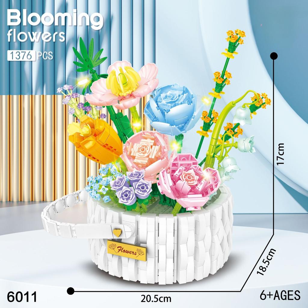 Snow Reflections Lampshade Perpetual Flower Basket Rose Flower Puzzle Creative Ornament Building Blocks