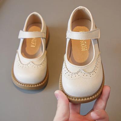 Chaussures Souples pour Enfants Couleur Unie Bout Rond Polyvalentes Style Britannique Chaussures pour Tout-Petits Fille Scratch 2024 Nouvelles Chaussures de Printemps pour Enfants Nouveau