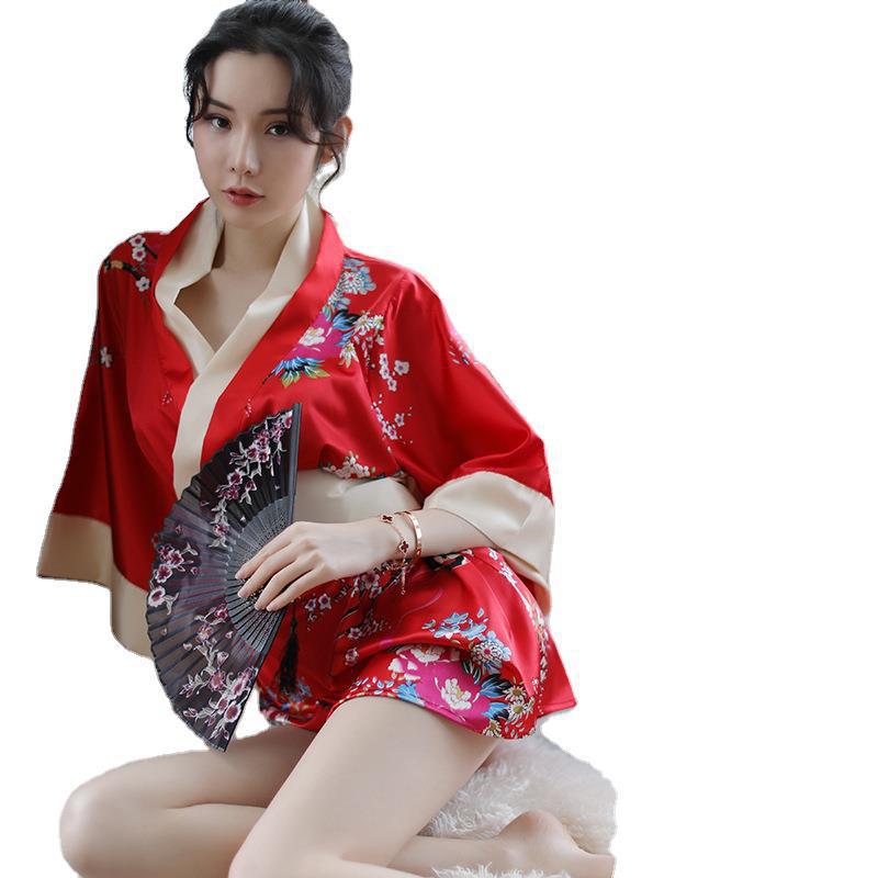 Japanese kimono extreme temptation sexy lingerie cosplay passion bow strap uniform suit summer