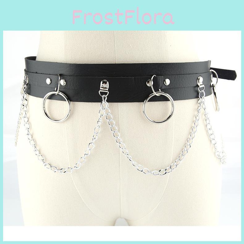 Womens Punk Gothic Waist Belt With Alloy Screw Closure For Casual Dress And Street Style Outfits