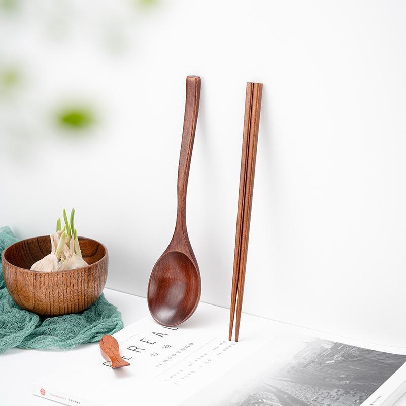 Wooden Dinnerware Large Soup Spoon, Chopsticks,Kitchen Tableware