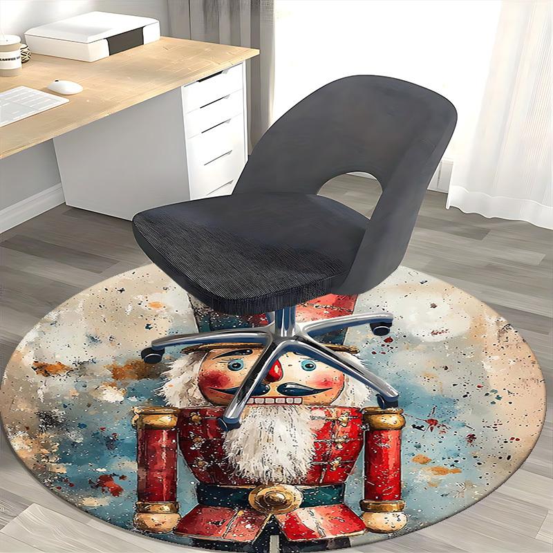 1pc Christmas Nutcracker Chair Mat - Anime Cartoon Design, Non-Slip Carpet for Office Chair, Festive Gift, Seasonal Decor, Living Room, Bedroom, Game