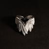 Creative Personality Silver Color Stainless Steel Angel Wings Couple Rings for Women Men Charm Feather Opening Ring Rock Jewelry