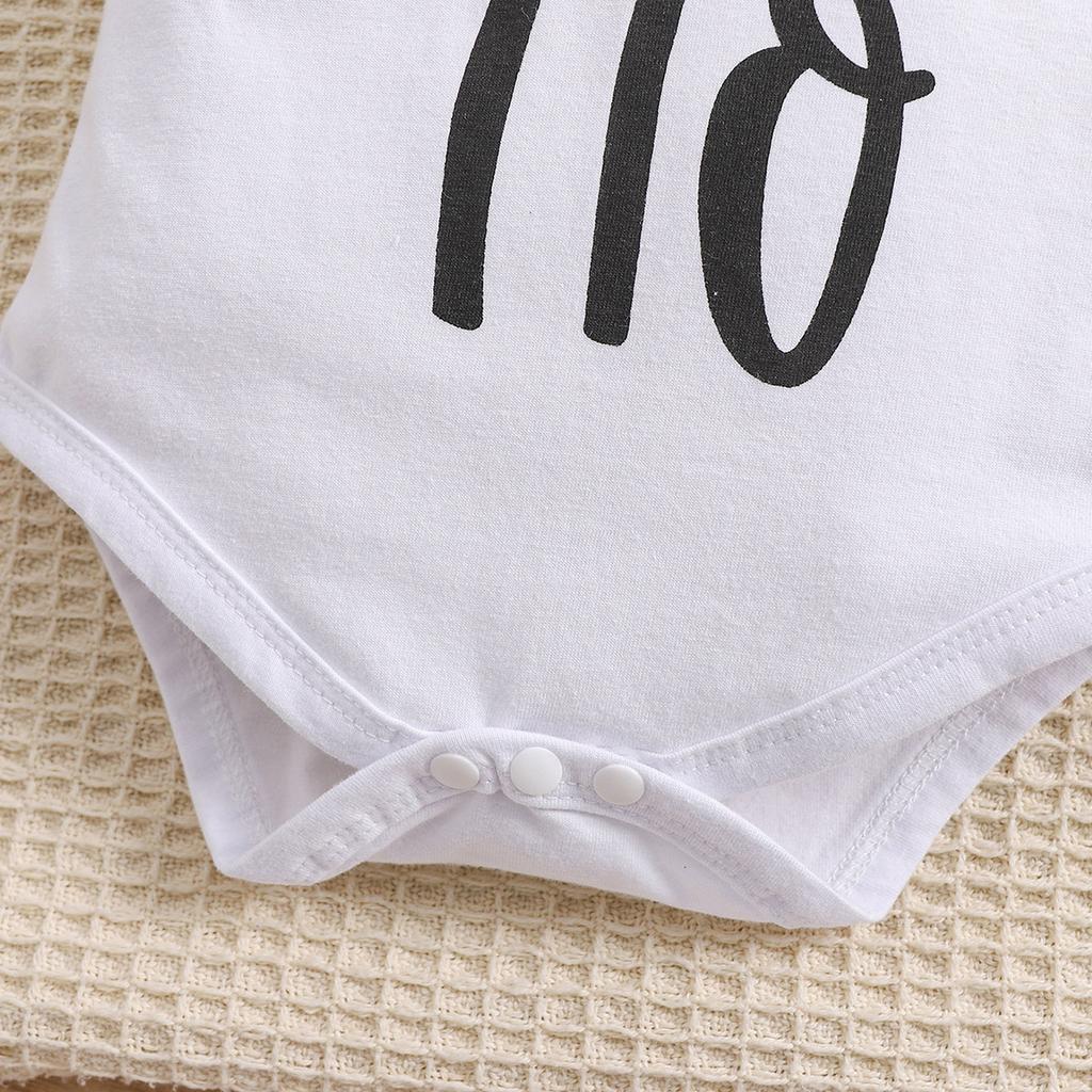 1-18 Months Baby Cute Spanish Letters "Hola Tio" Print Cotton Bodysuit Casual Short Sleeve Jumpsuit