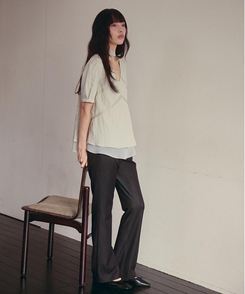 OUEL Boots Cut Pants_Black Jeans