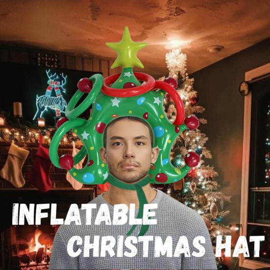 Christmas Party Inflatable Ring Toss Game Xmas Tree Shaped Headband Ring Toss Toy Holiday Party Favors for Adults And Kids