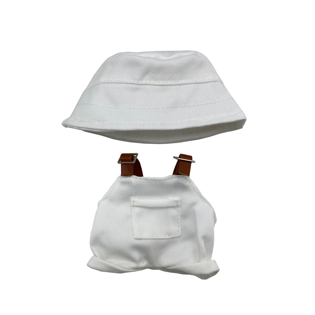 AXLUCE Plush Toy Clothes, Hat, Overalls, 16cm (White)