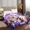 Kätzchen Blumen Schmetterling Flanell Überwurfdecke, gesteppter Glam-Stil für Sofa Bett, Fantasy-Thema Gemütliches Geschenk, Ganzjahres