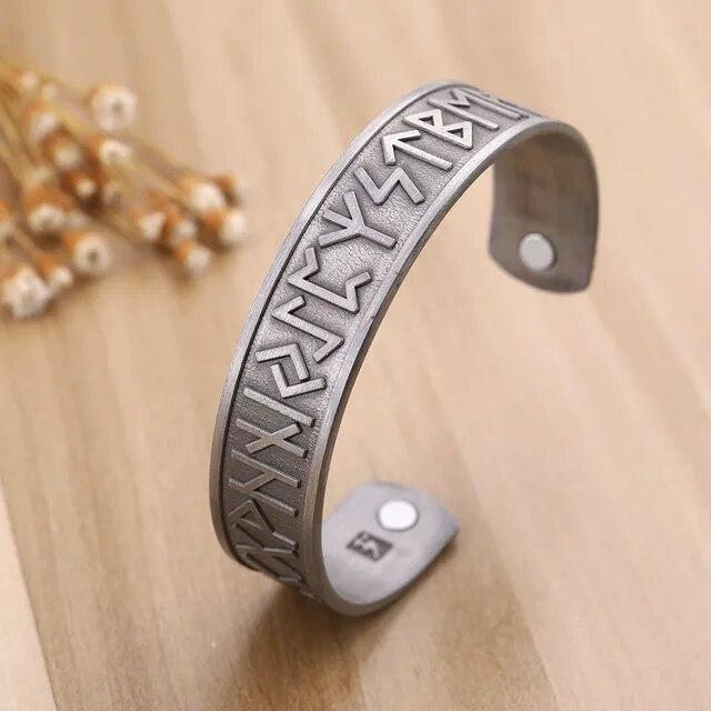 Viking Talisman Health Bracelets Tree Of Life Luck Knot Runes Trinity Magnetic Cuff Bangles Women Men Adjustable Bracelet