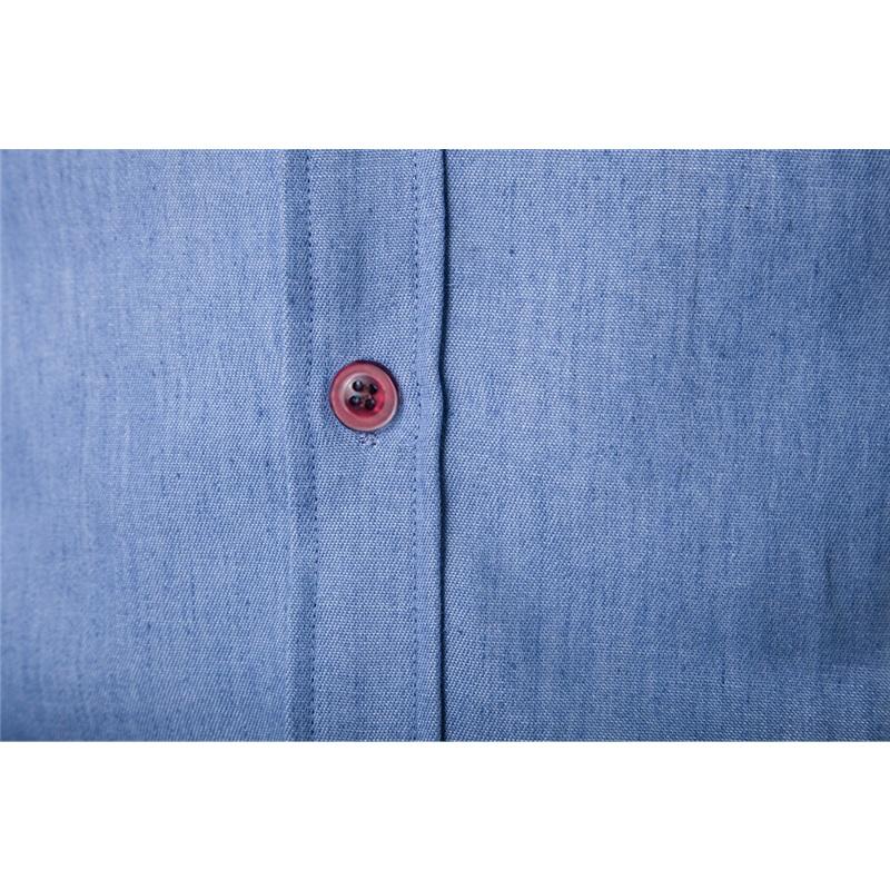 Spring And Autumn Men's Casual Shirt Pocket Patchwork Cotton Slim Denim Shirt