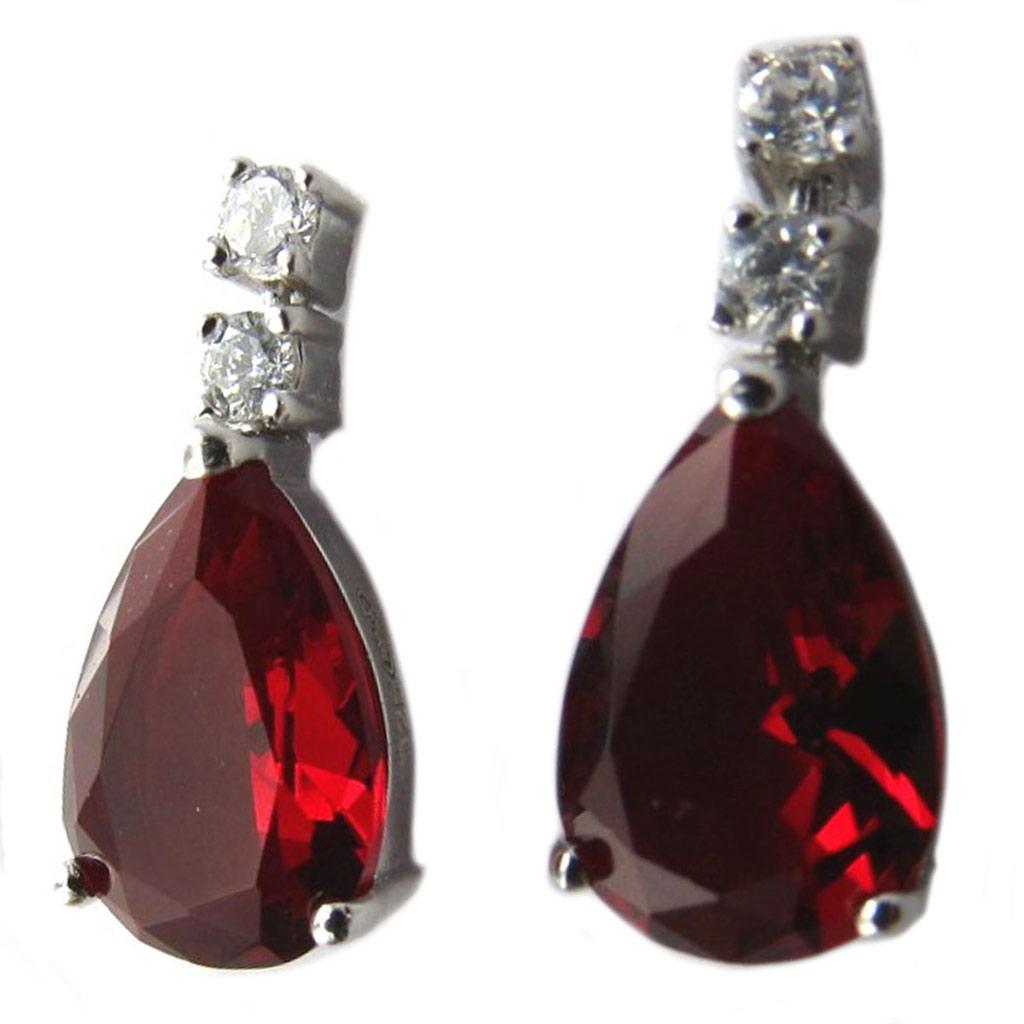 Les Trésors De Lily [P5024] - Silver Earrings 'Sissi' Red White Silver (rhodium Plated) - 18x8 Mm
