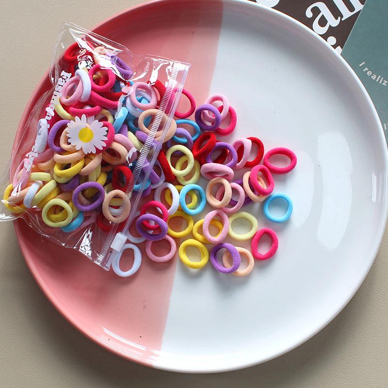 100 Stück/Lot Elastische Haargummis für Kind Mädchen Gummiband Weiß Schwarz Bunt Kleine Haargummis Stirnband Baby Accessoires