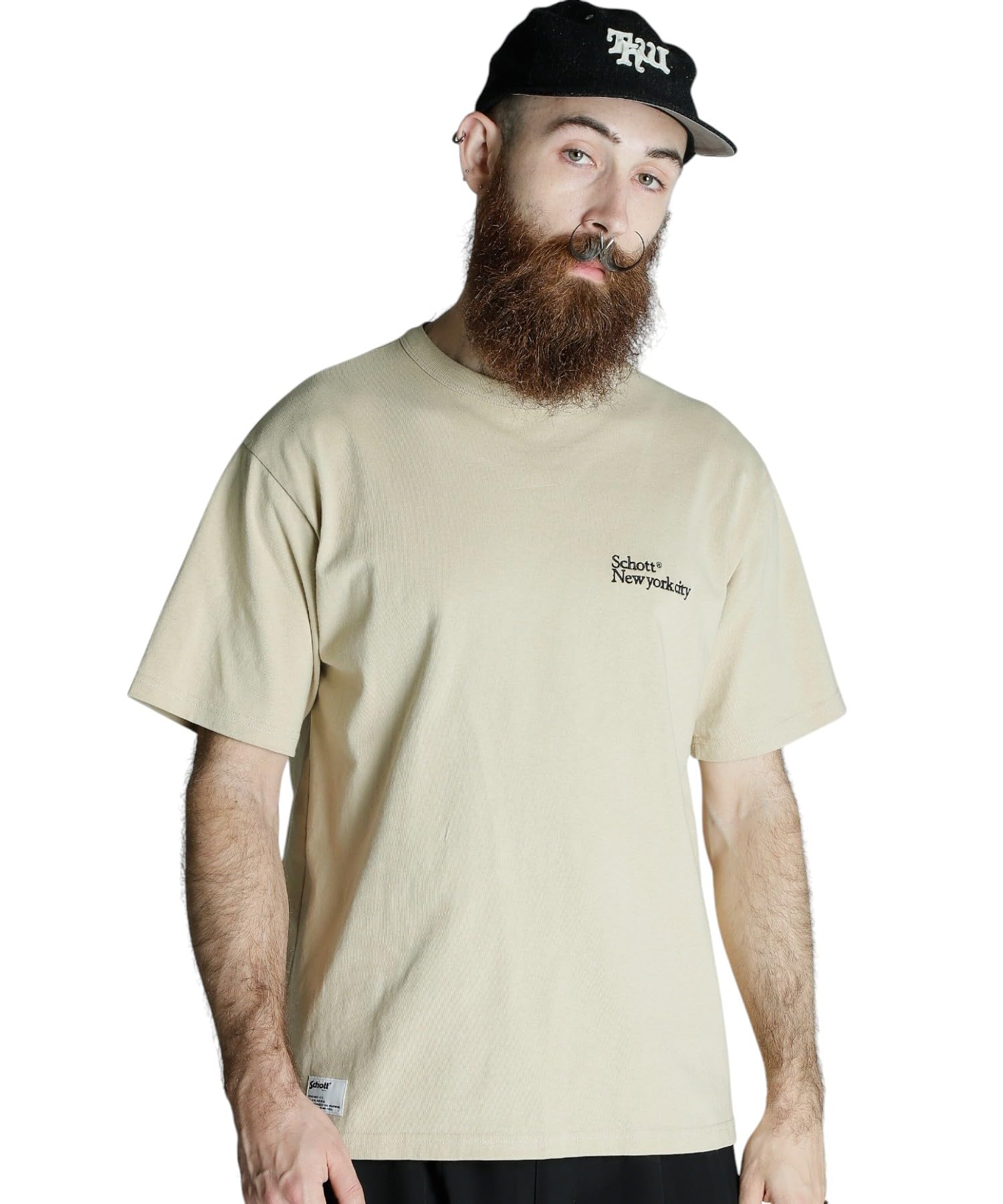 

Schott NYC Embroidered T-Shirt, Men s, Size XL, 040, Beige, 782-5134014