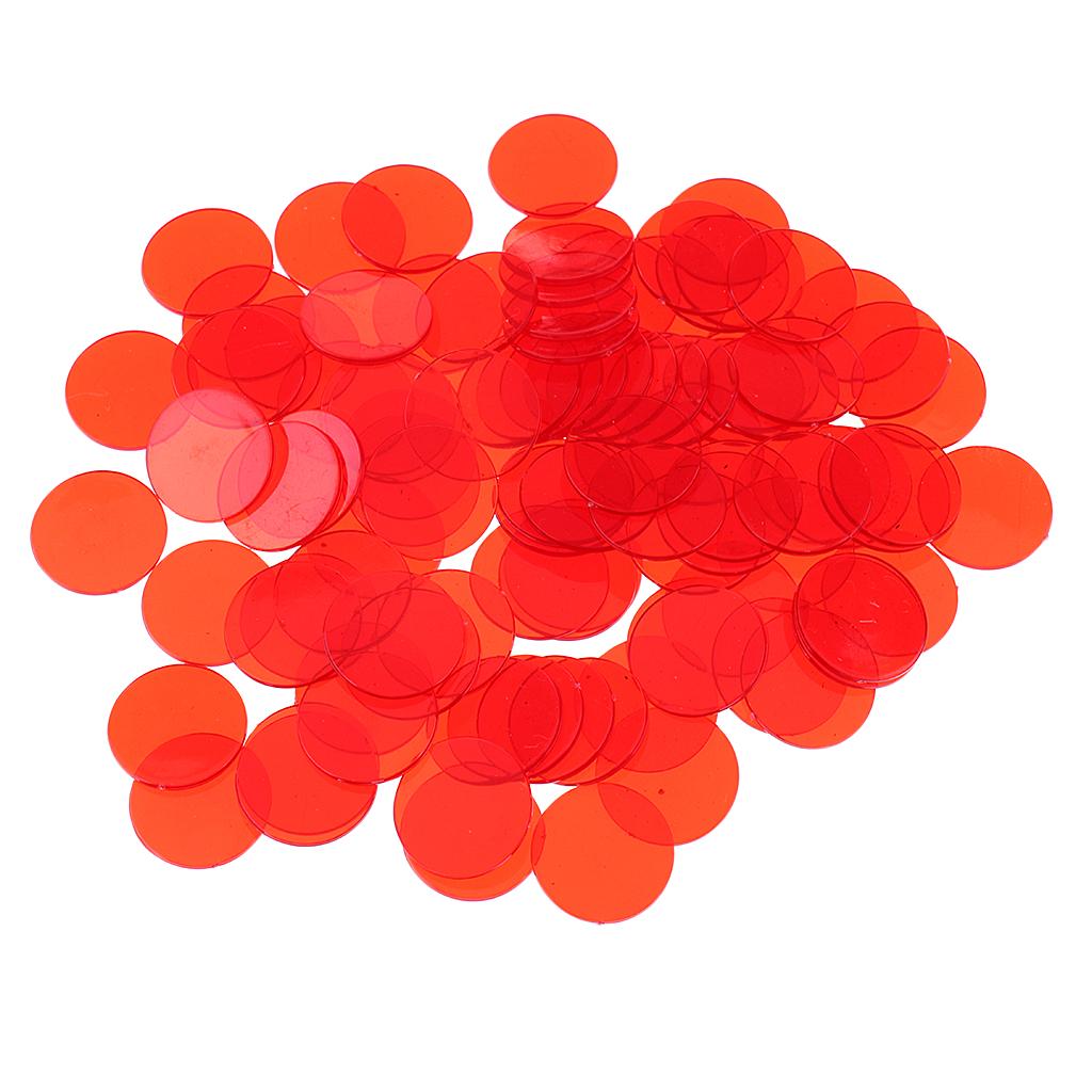 Pack of 100 Bingo Chips (Multi-Colour) – 1.5 cm Translucent Markers for Bingo,
