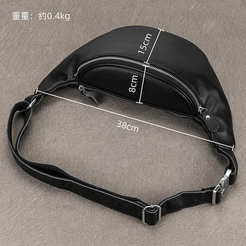 Leather Breast Bag, Black Men'S Multi-Purpose Fanny Pack, Summer And Autumn Outdoor Messenger Bag, Outdoor Sports Bag, Douyin.