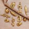 Yori 5PcsStainless Steel Casting Marine Animal Octopus Shark Crab Gold Pendant Ocean Series DIY Necklace Bracelet Jewelry
