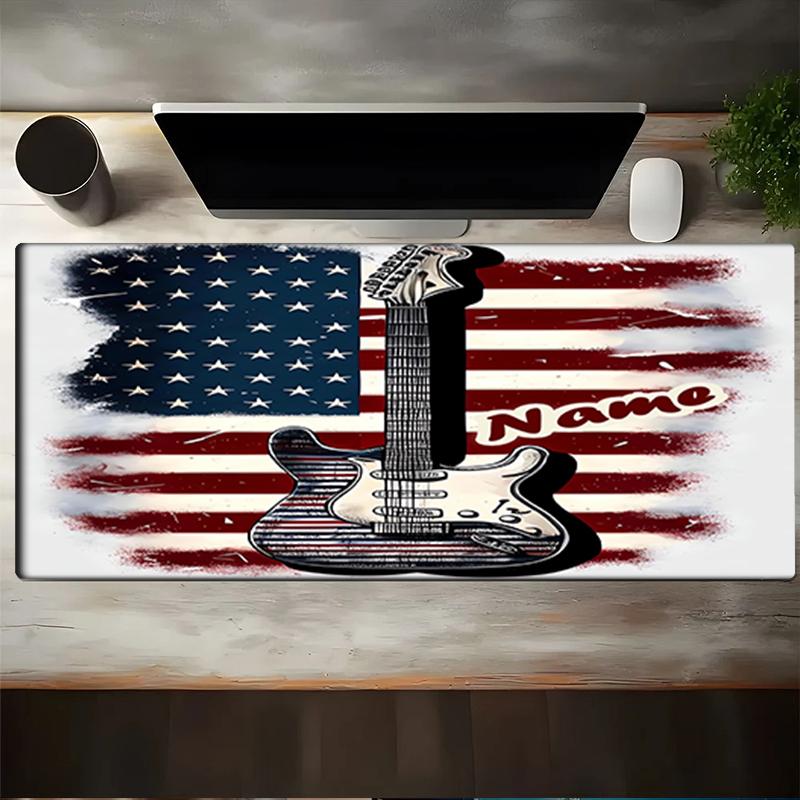 1PC Custom Name American Flag Guitar Art Mouse pad, keyboard and mouse desk pad, for computer notebook Birthday Gift For Any Room Or Office