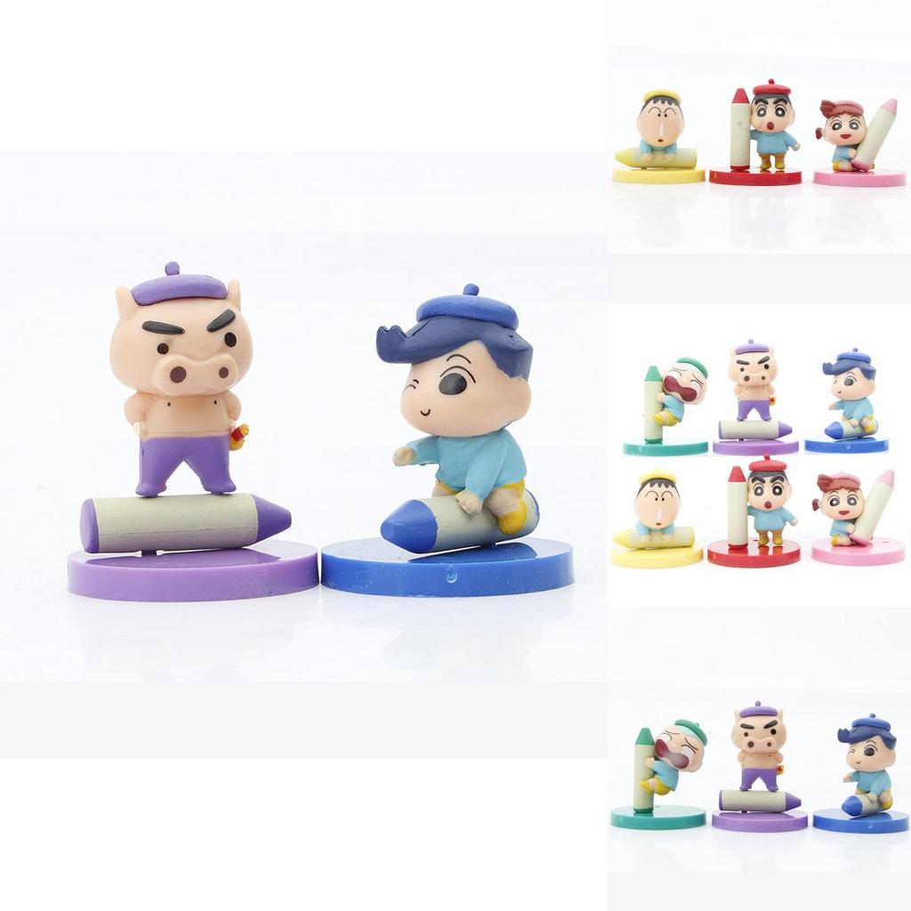 Crayon Shinchan Pvc Figurine Set For Cake Car And Desktop Decor Six Cute Models