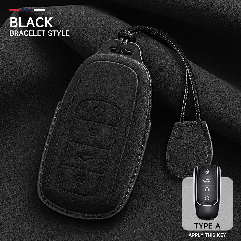 Suede Faux Leather Car Key Case Cover For Chery Tiggo 3 4 5 7 Pro 8Pro Max Mvm X22 Dr3 Fora Fulwin T11 A1 A3